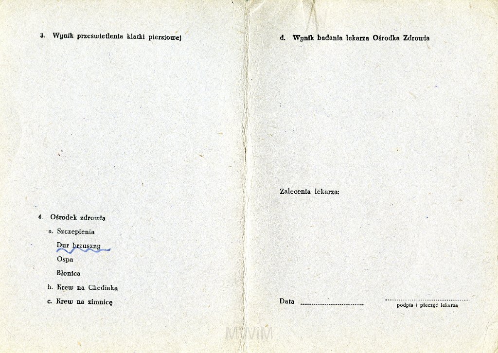 KKE 5891a.jpg - Dok. Karta Zdrowia Repatrianta wystawiona dla Katarzyny Graszko, 3 IV 1959 r.